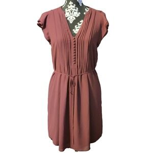 H&M Womens Cap Sleeve Thin Party Midi V Neck Dress Polyester Pink Size 8